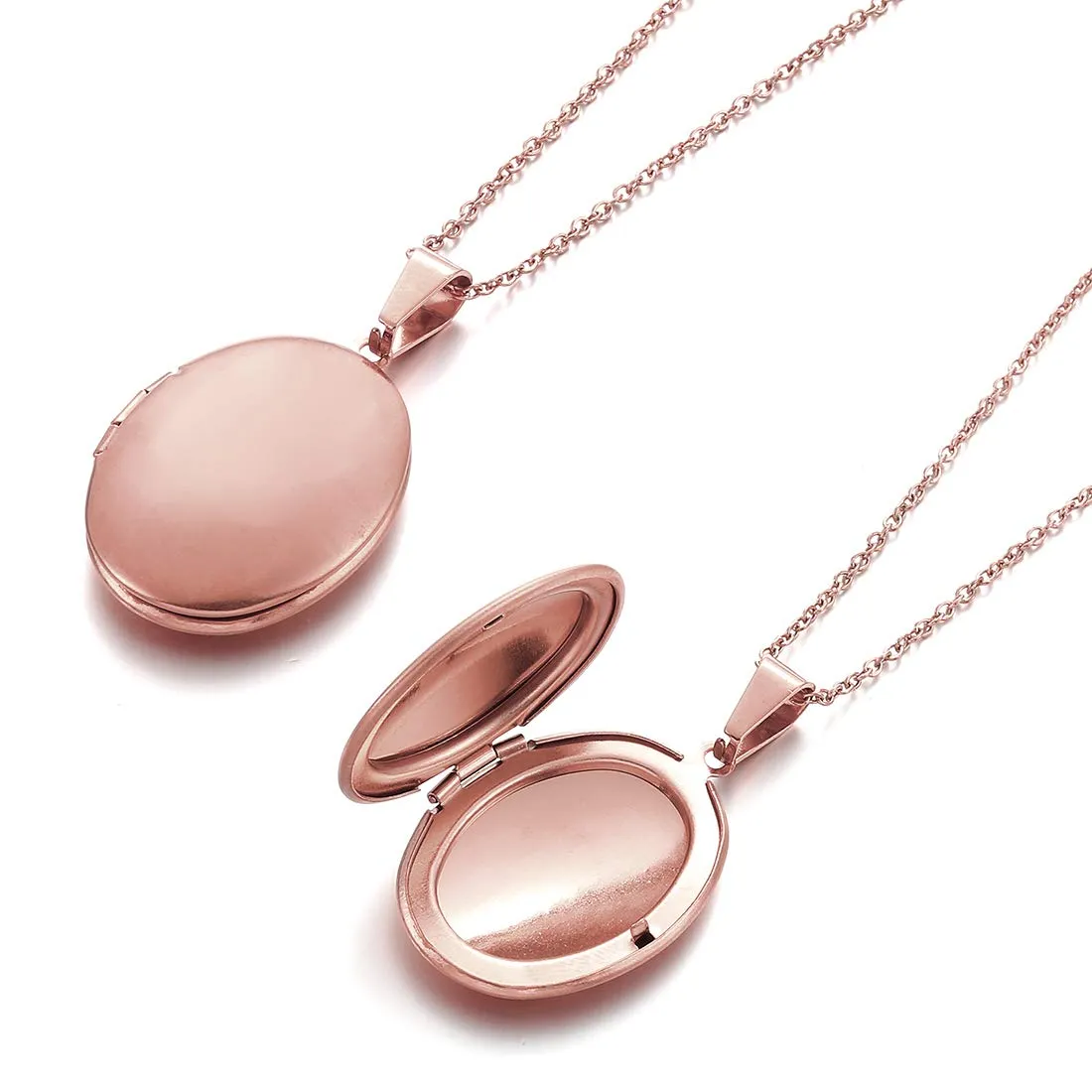 RWQIAN Collana di Foto Personalizzata per le Donne Ragazze Coppia in Acciaio Inossidabile Ovale oro rosa Locket Portafoto Pendente Incisione Testo Collane Gioielli - immagine 4