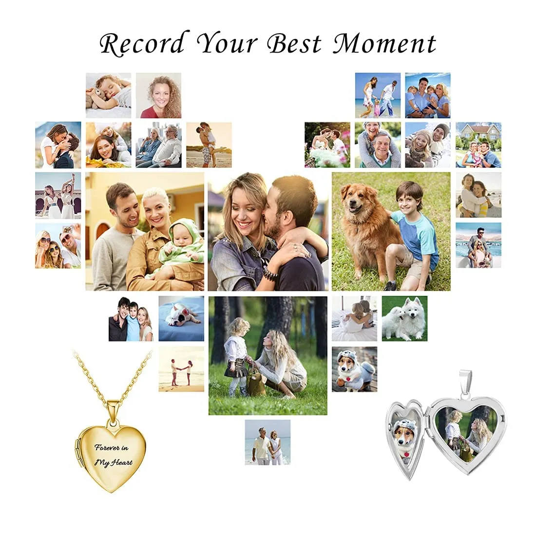 RWQIAN Collana di Foto Personalizzata per le Donne Ragazze Coppia in Acciaio Inossidabile Cuore Argento Locket Portafoto Pendente Incisione Testo Collane Gioielli - immagine 6