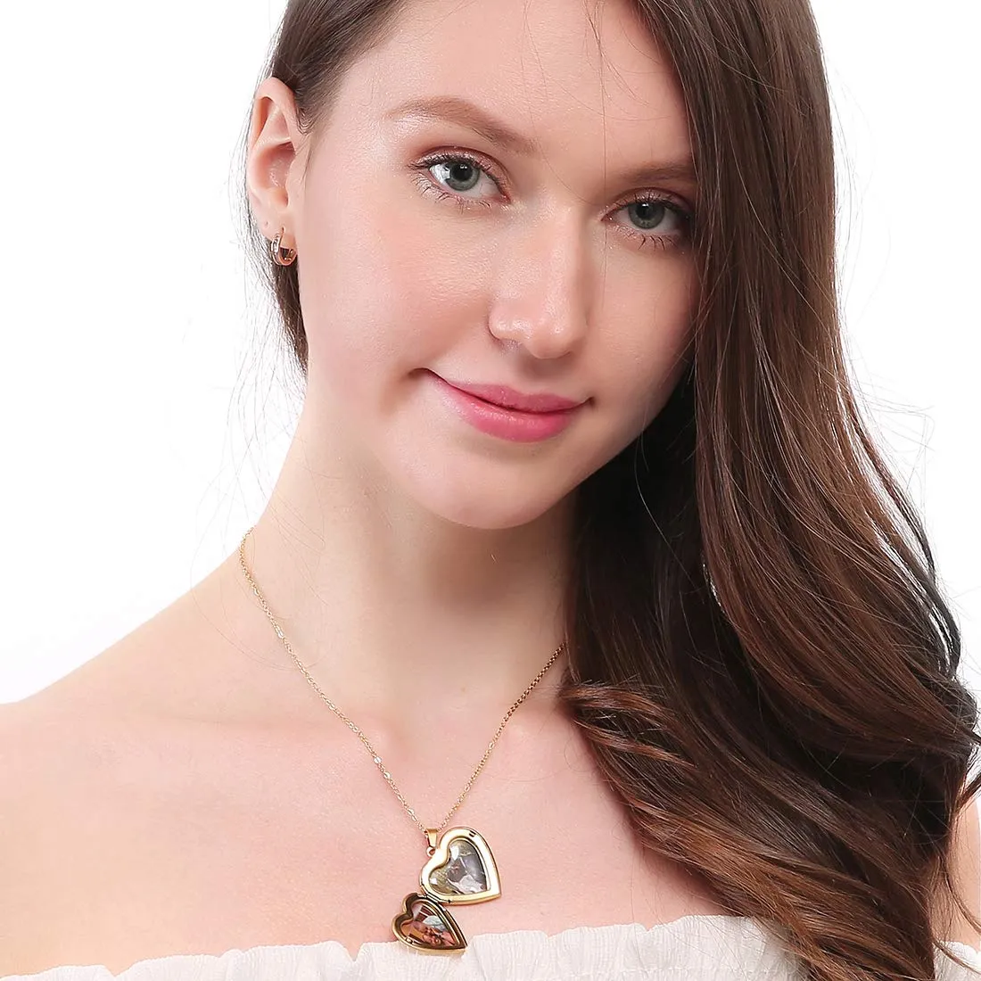 RWQIAN Collana di Foto Personalizzata per le Donne Ragazze Coppia in Acciaio Inossidabile Cuore Oro Locket Portafoto Pendente Incisione Testo Collane Gioielli - immagine 2