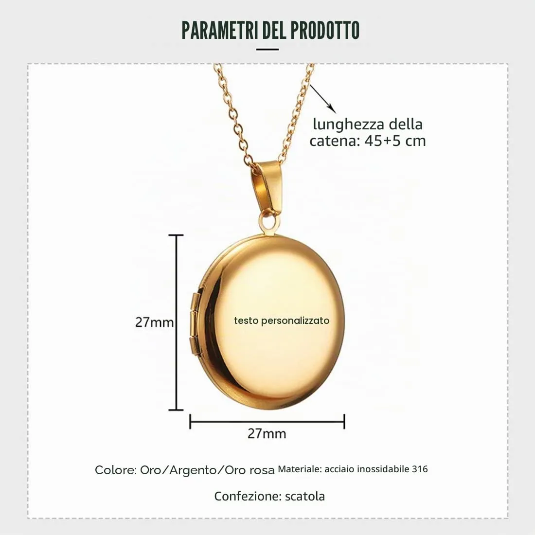 RWQIAN Collana di Foto Personalizzata per le Donne Ragazze Coppia in Acciaio Inossidabile Tondo oro rosa Locket Portafoto Pendente Incisione Testo Collane Gioielli - immagine 3