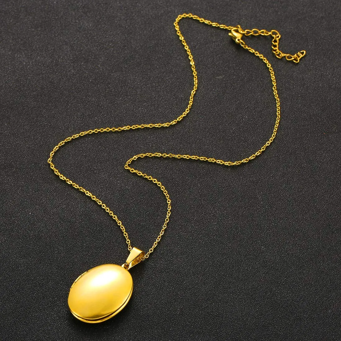 RWQIAN Collana di Foto Personalizzata per le Donne Ragazze Coppia in Acciaio Inossidabile Ovale oro Locket Portafoto Pendente Incisione Testo Collane Gioielli - immagine 5