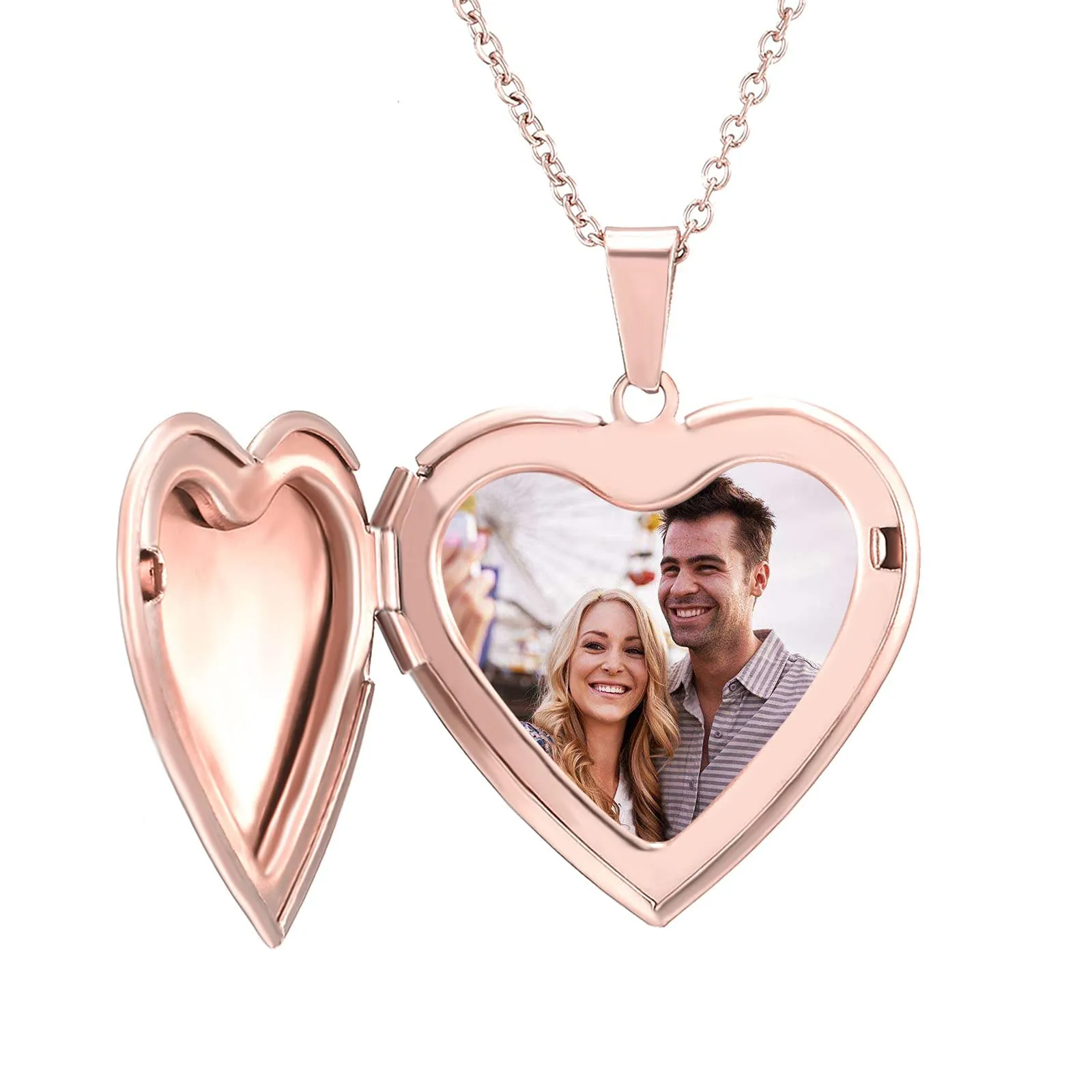 RWQIAN Collana di Foto Personalizzata per le Donne Ragazze Coppia in Acciaio Inossidabile Cuore Locket Portafoto Pendente Incisione Testo Collane Gioielli - immagine 1