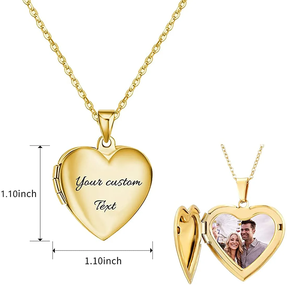 RWQIAN Collana di Foto Personalizzata per le Donne Ragazze Coppia in Acciaio Inossidabile Cuore Locket Portafoto Pendente Incisione Testo Collane Gioielli - immagine 5