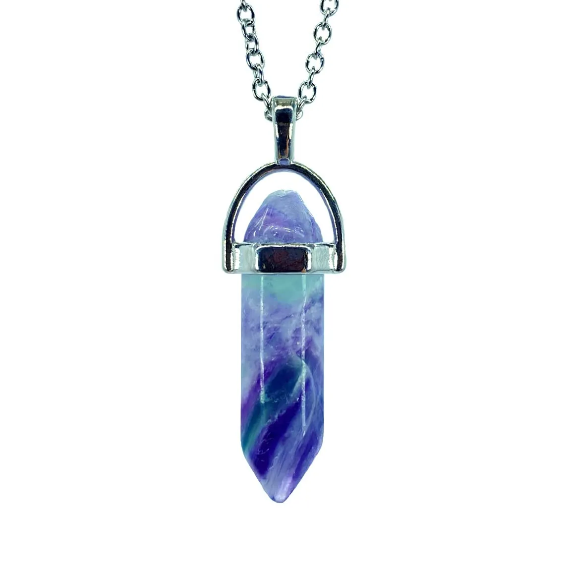 Generico Splendido ciondolo a punta in vera pietra naturale (FLUORITE ARCOBALENO) - immagine 1