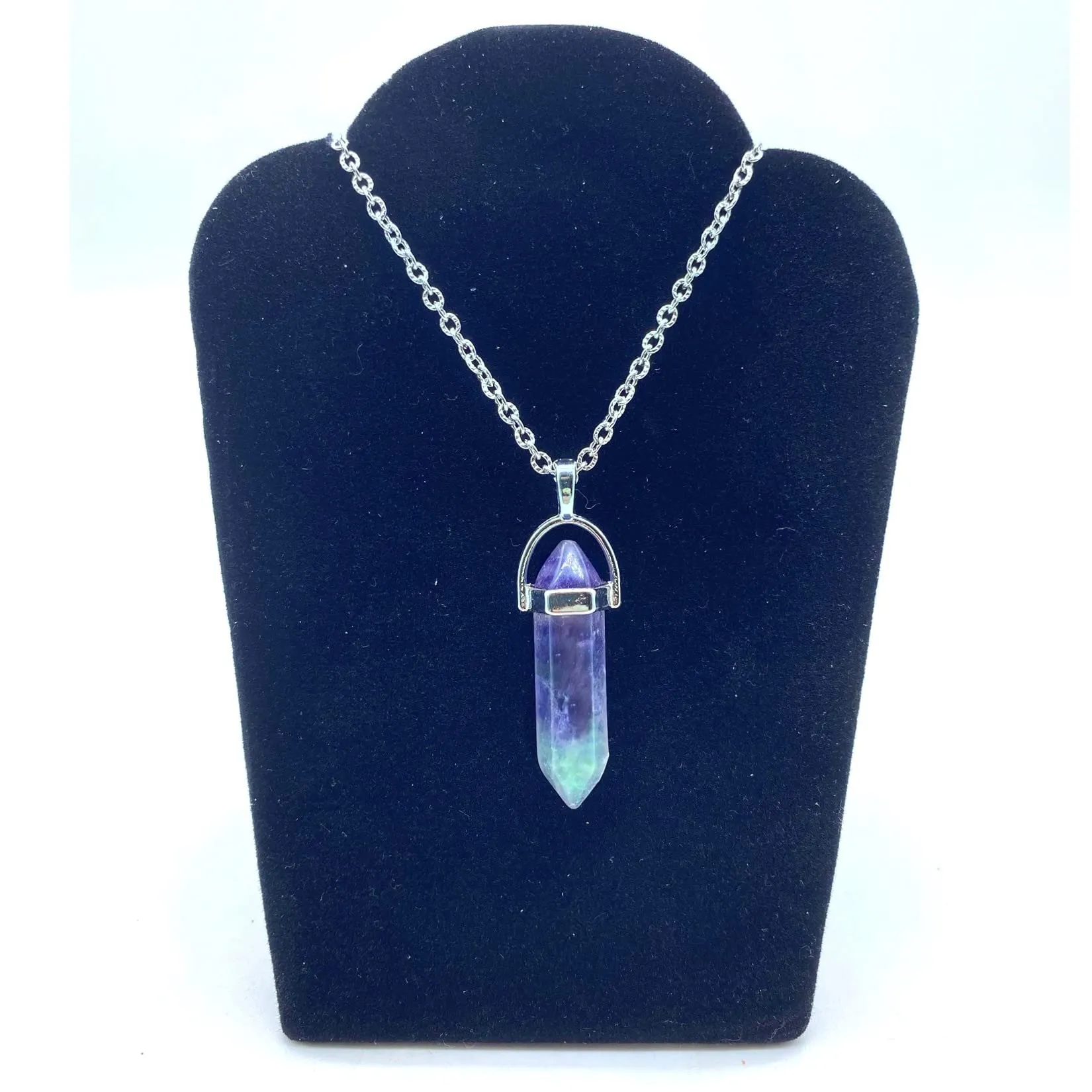 Generico Splendido ciondolo a punta in vera pietra naturale (FLUORITE ARCOBALENO) - immagine 5