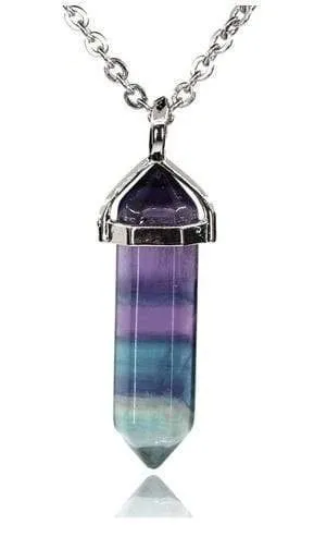 Generico Splendido ciondolo a punta in vera pietra naturale (FLUORITE ARCOBALENO) - immagine 6