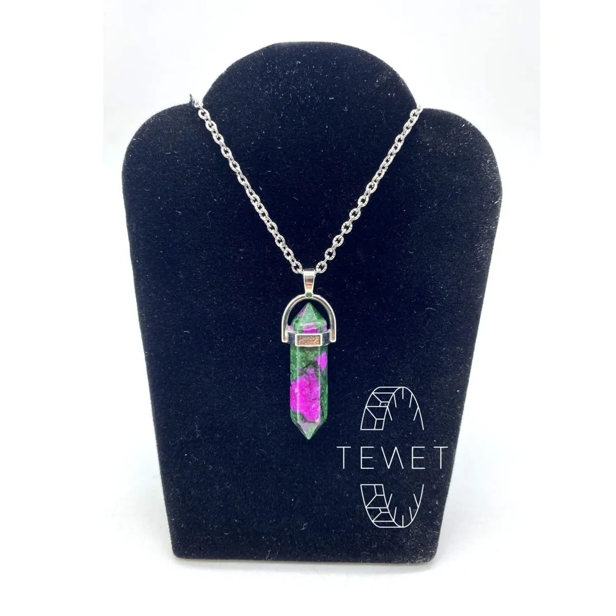 Generico Splendido ciondolo a punta in vera pietra naturale (RUBYZOISITE) - immagine 5