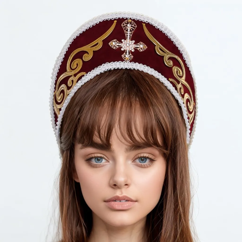 GRACEART - Copricapo Elisabettano con Cappello di Anna Bolena, Corona Tudor, Cappuccio (Stile-3) - immagine 2