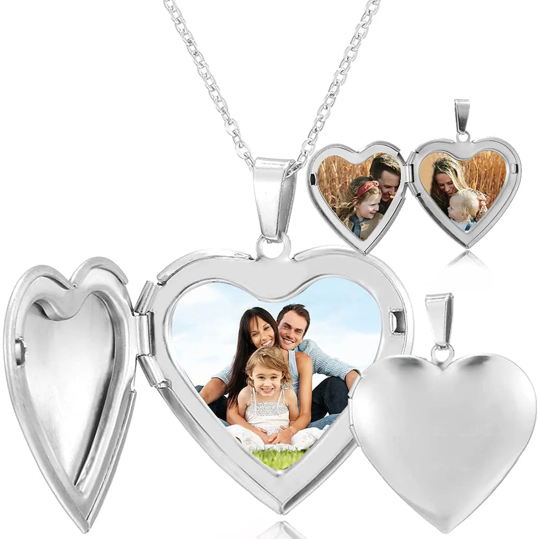 RWQIAN Collana di Foto Personalizzata per le Donne Ragazze Coppia in Acciaio Inossidabile Cuore Locket Portafoto Pendente Incisione Testo Collane Gioielli - immagine 1