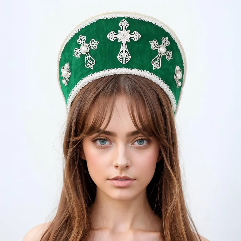 GRACEART - Cappello Elisabettano Anne Boleyn con copricapo Tudor, Corona Hood - immagine 2
