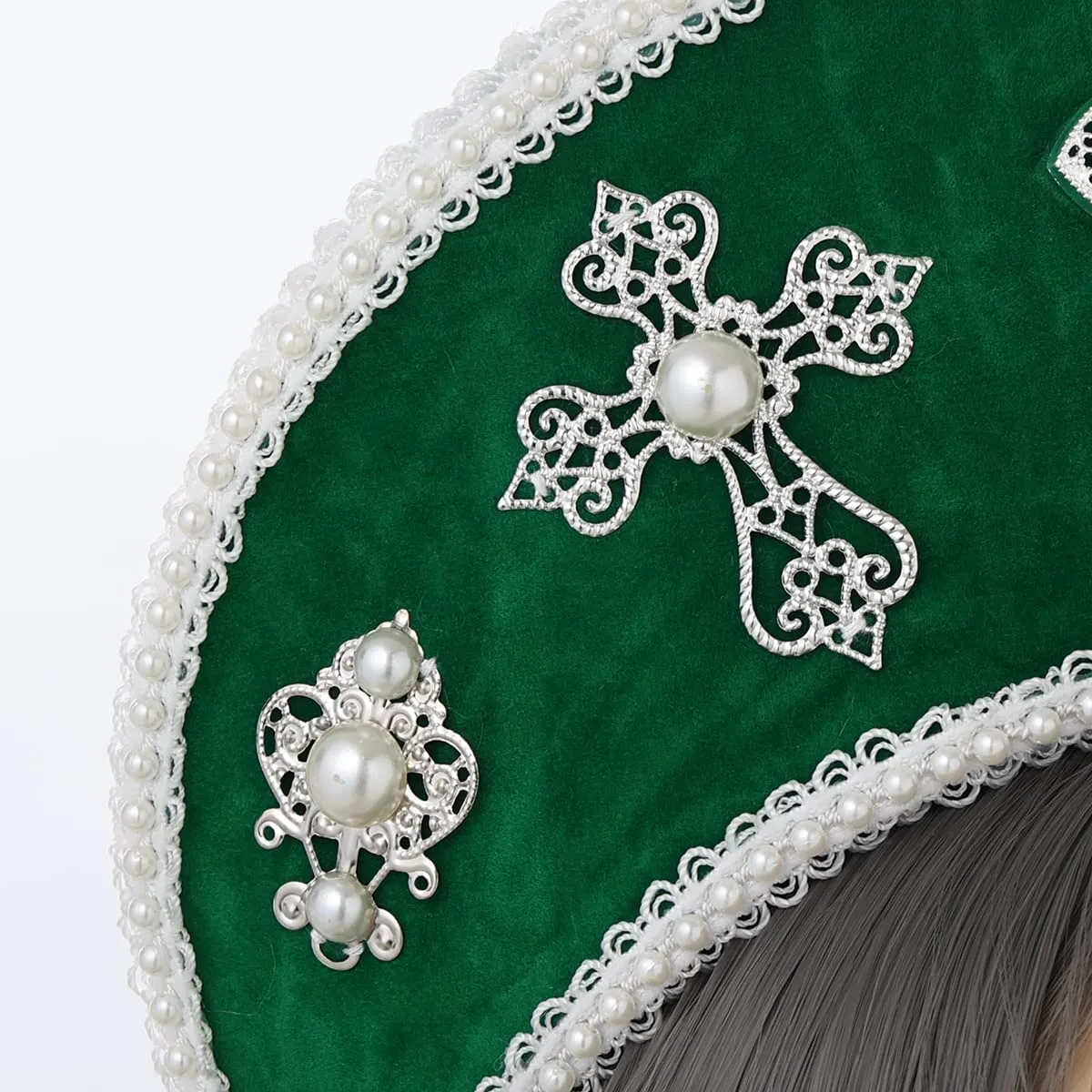 GRACEART - Cappello Elisabettano Anne Boleyn con copricapo Tudor, Corona Hood - immagine 4