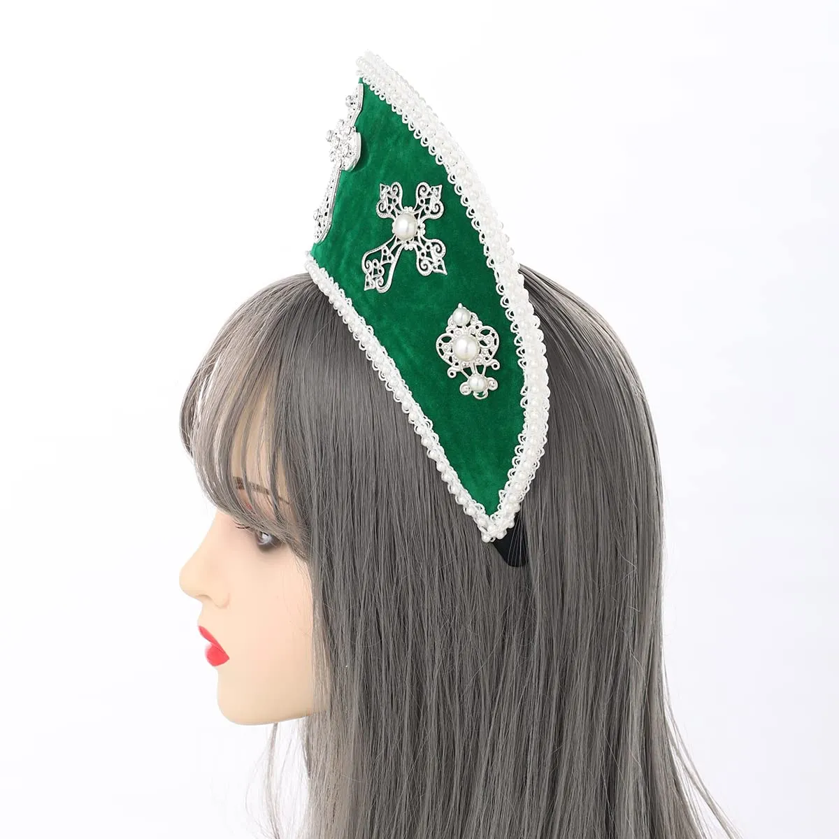 GRACEART - Cappello Elisabettano Anne Boleyn con copricapo Tudor, Corona Hood - immagine 5
