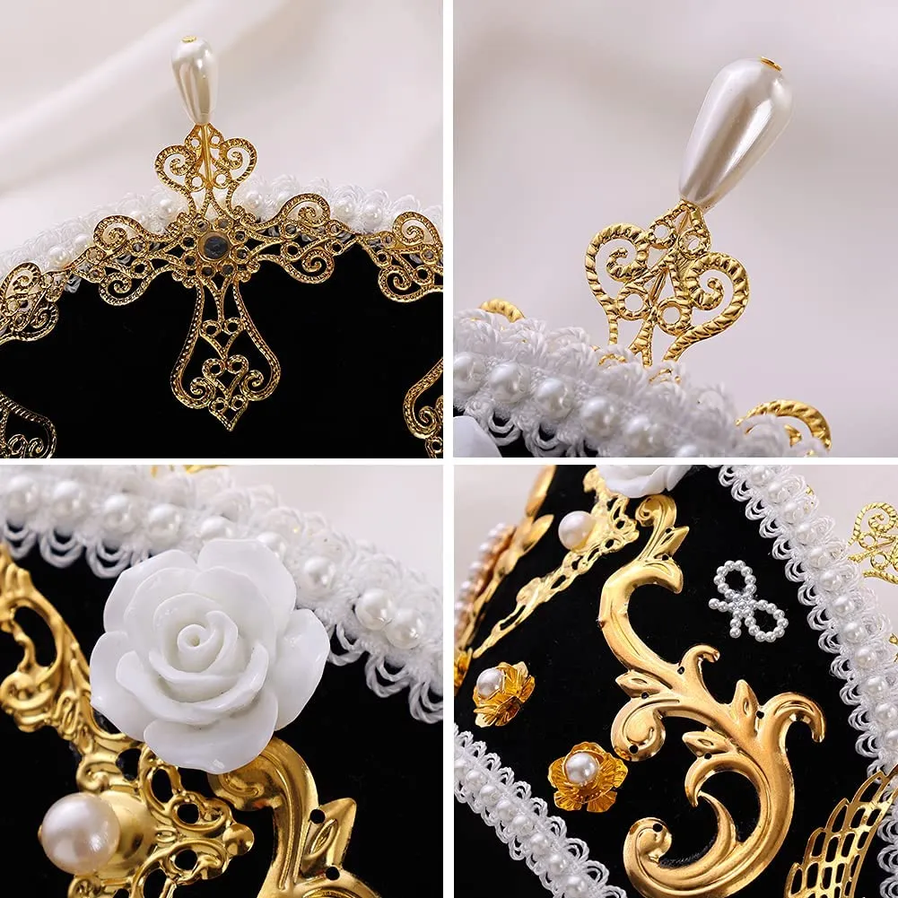 GRACEART - Copricapo Elisabettano con Cappello di Anna Bolena, Copricapo Tudor, Corona Hood (Stile-8) - immagine 2