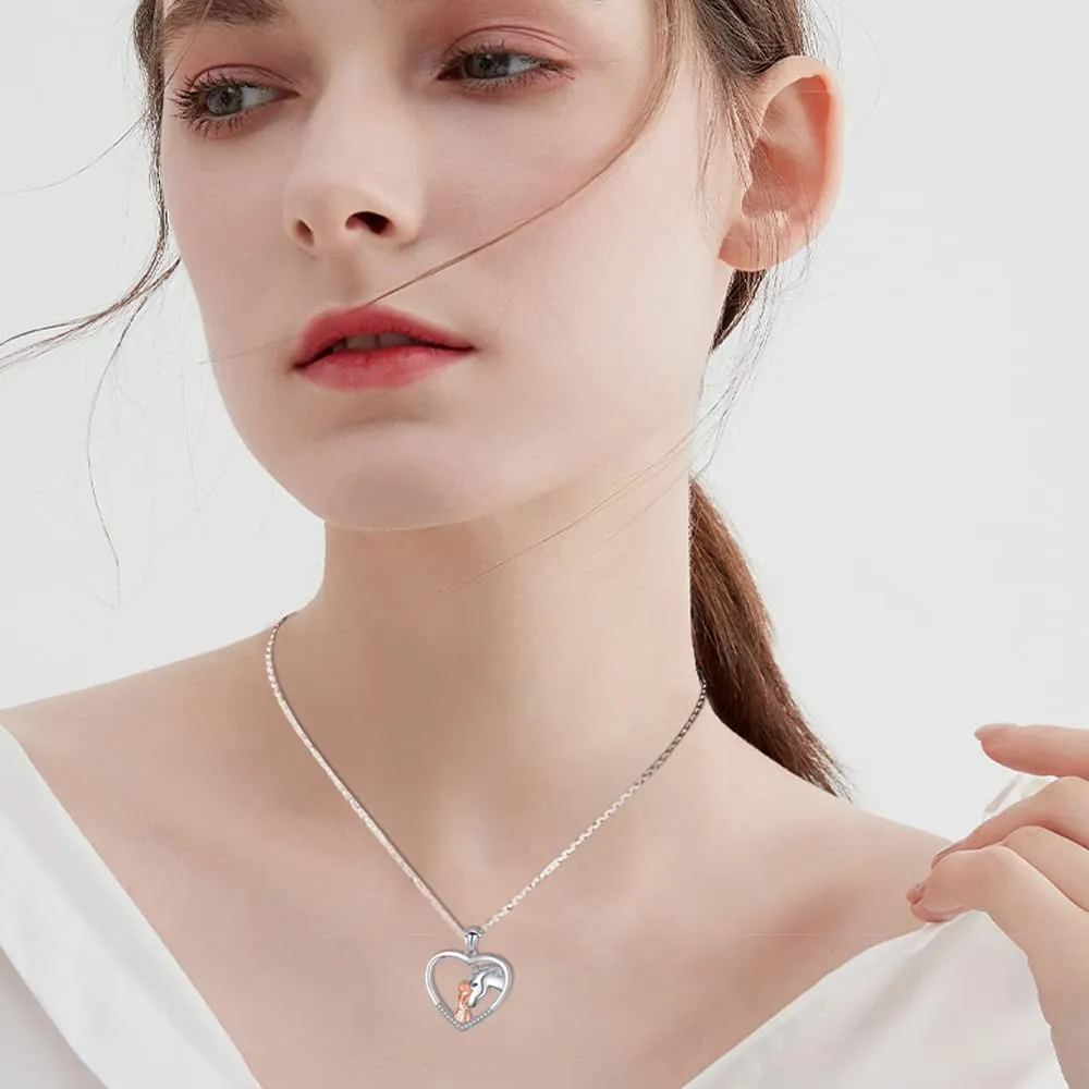 TOFBS Collana Ragazza e Cavallo - Pendente Cuore in Argento - Gioielli per Cavalli e Regali per Donna e Ragazze (# 2) - immagine 6