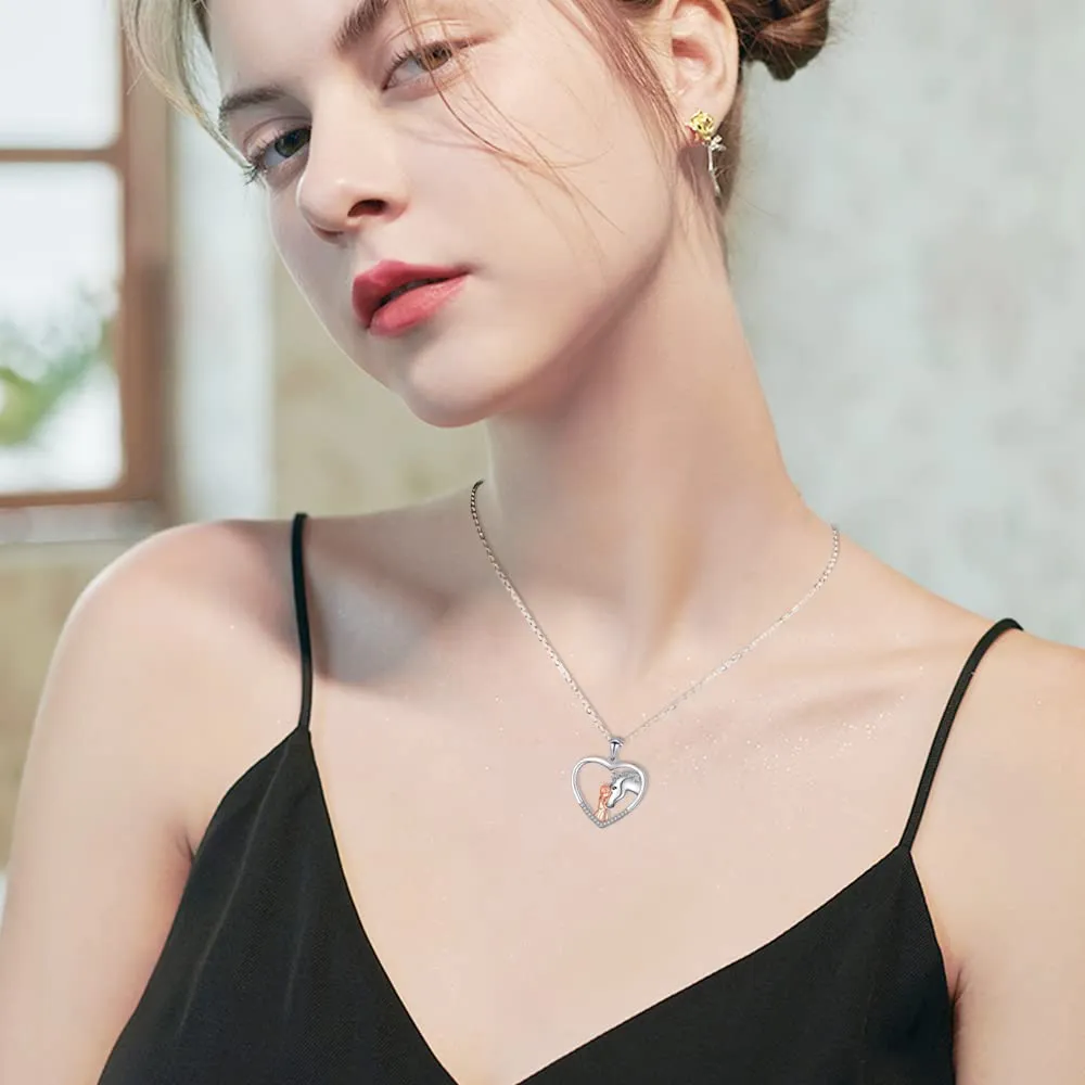 TOFBS Collana Ragazza e Cavallo - Pendente Cuore in Argento - Gioielli per Cavalli e Regali per Donna e Ragazze (# 2) - immagine 7
