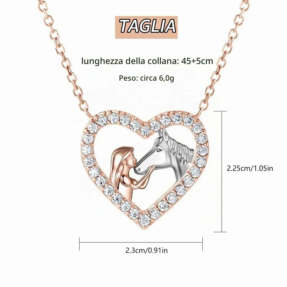 TOFBS Collana Ragazza e Cavallo - Pendente Cuore in Argento - Gioielli per Cavalli - Regali per Donna e Ragazze (# 3) - immagine 4