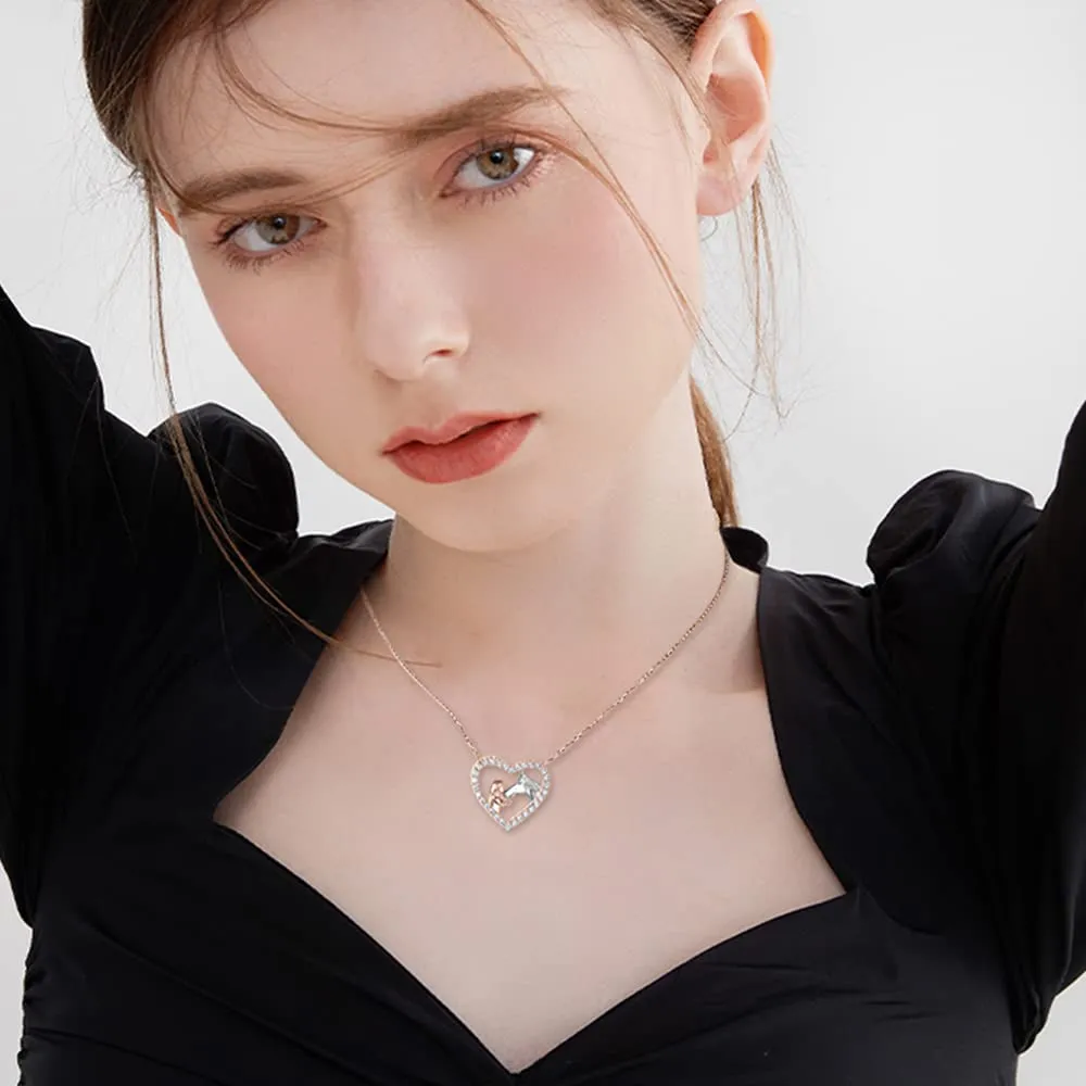 TOFBS Collana Ragazza e Cavallo - Pendente Cuore in Argento - Gioielli per Cavalli - Regali per Donna e Ragazze (# 3) - immagine 5