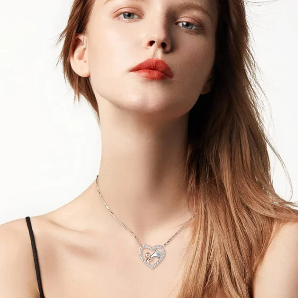 TOFBS Collana Ragazza e Cavallo - Pendente Cuore in Argento - Gioielli per Cavalli - Regali per Donna e Ragazze (# 3) - immagine 7