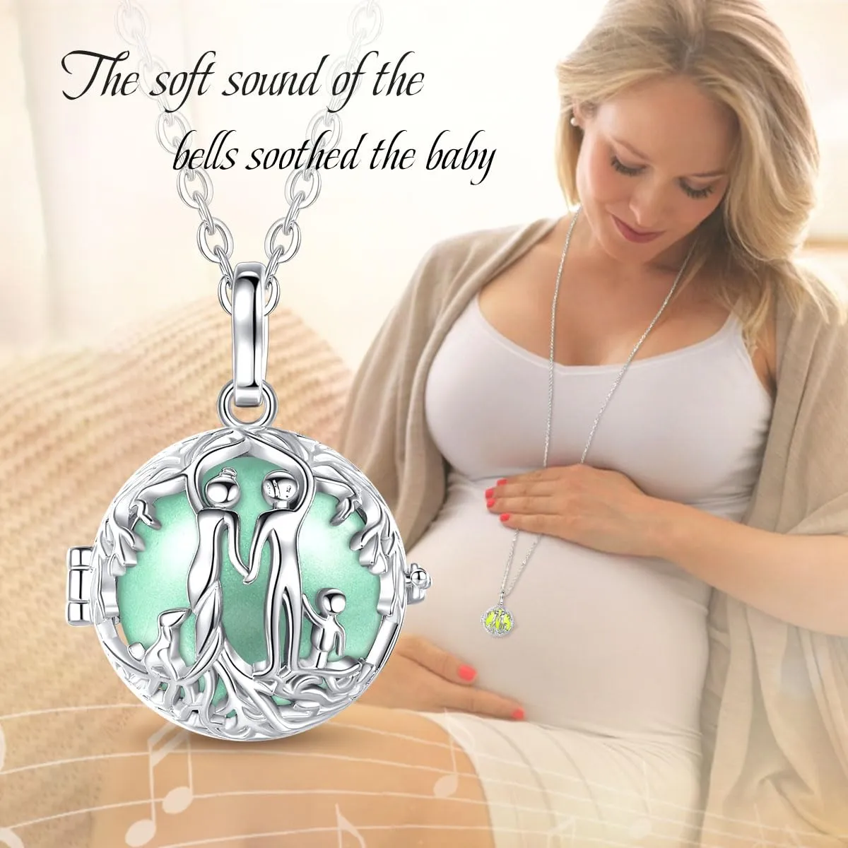 CELESTIA Chiama Angeli Gravidanza Collana Richiamo degli Angeli Ciondolo Maternita Idee Regalo Donna in Gravidanza, 2 Catene - immagine 2