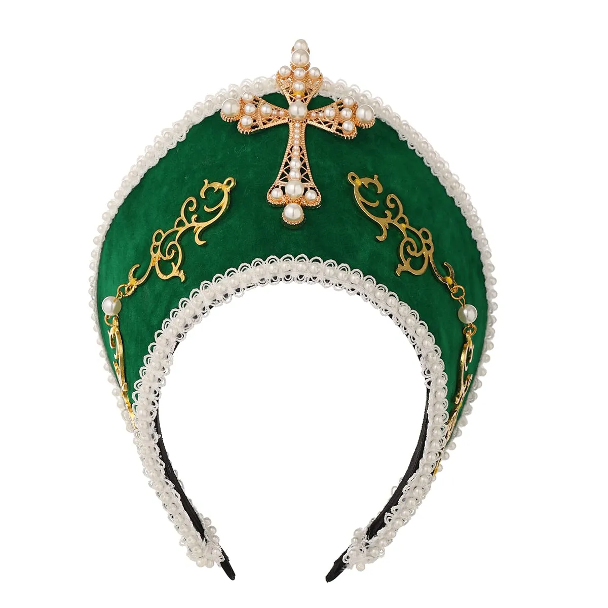 GRACEART Cappello Anne Boleyn Copertura per la testa copricapo elisabettiano Corona Tudor con cappuccio - immagine 1