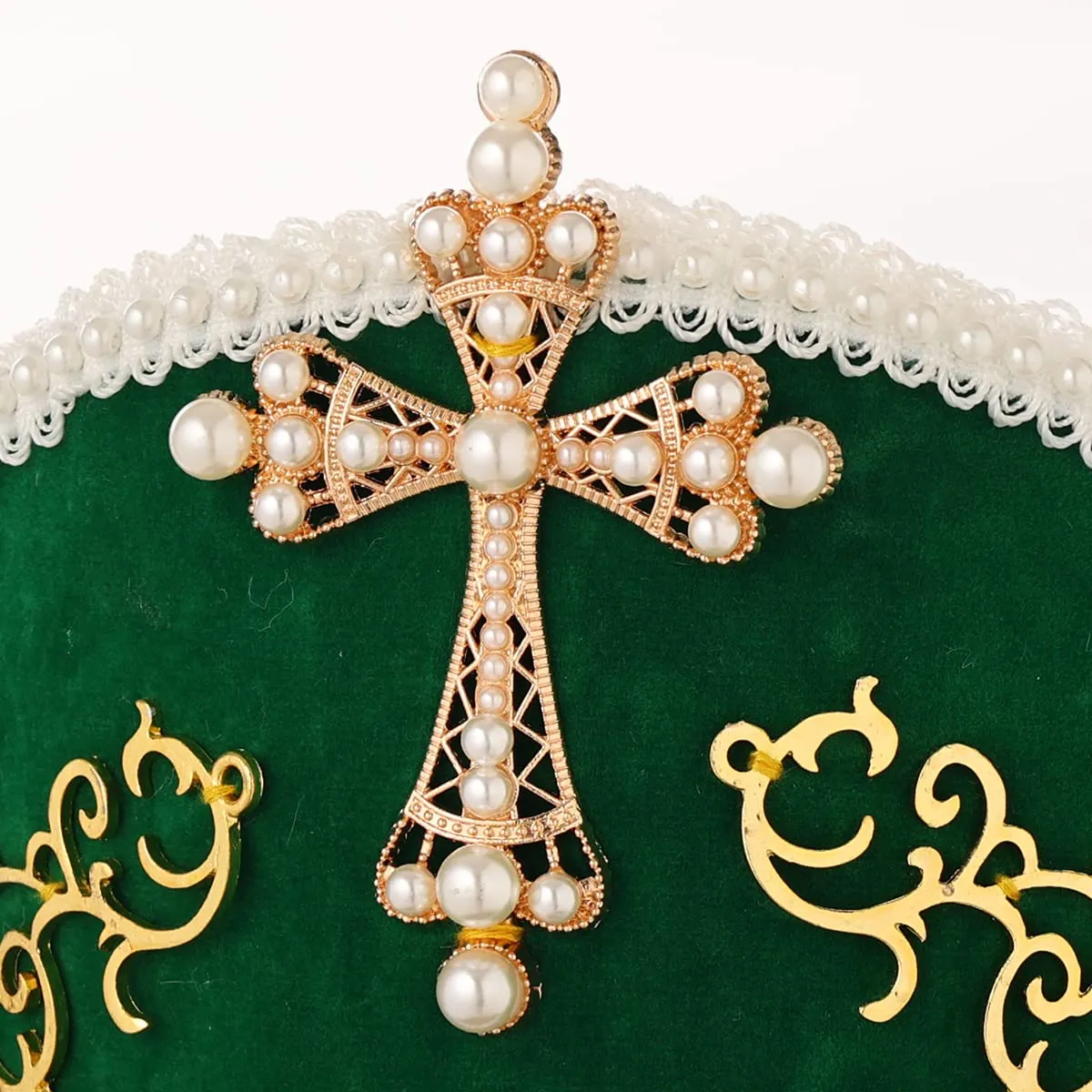 GRACEART Cappello Anne Boleyn Copertura per la testa copricapo elisabettiano Corona Tudor con cappuccio - immagine 4