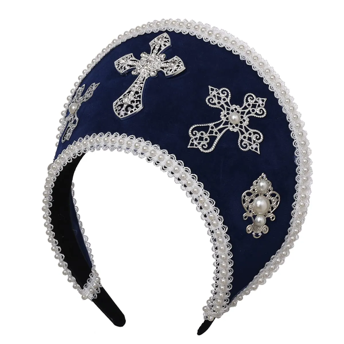 GRACEART Cappello Anne Boleyn Copertura per la testa copricapo elisabettiano Corona Tudor con cappuccio - immagine 3