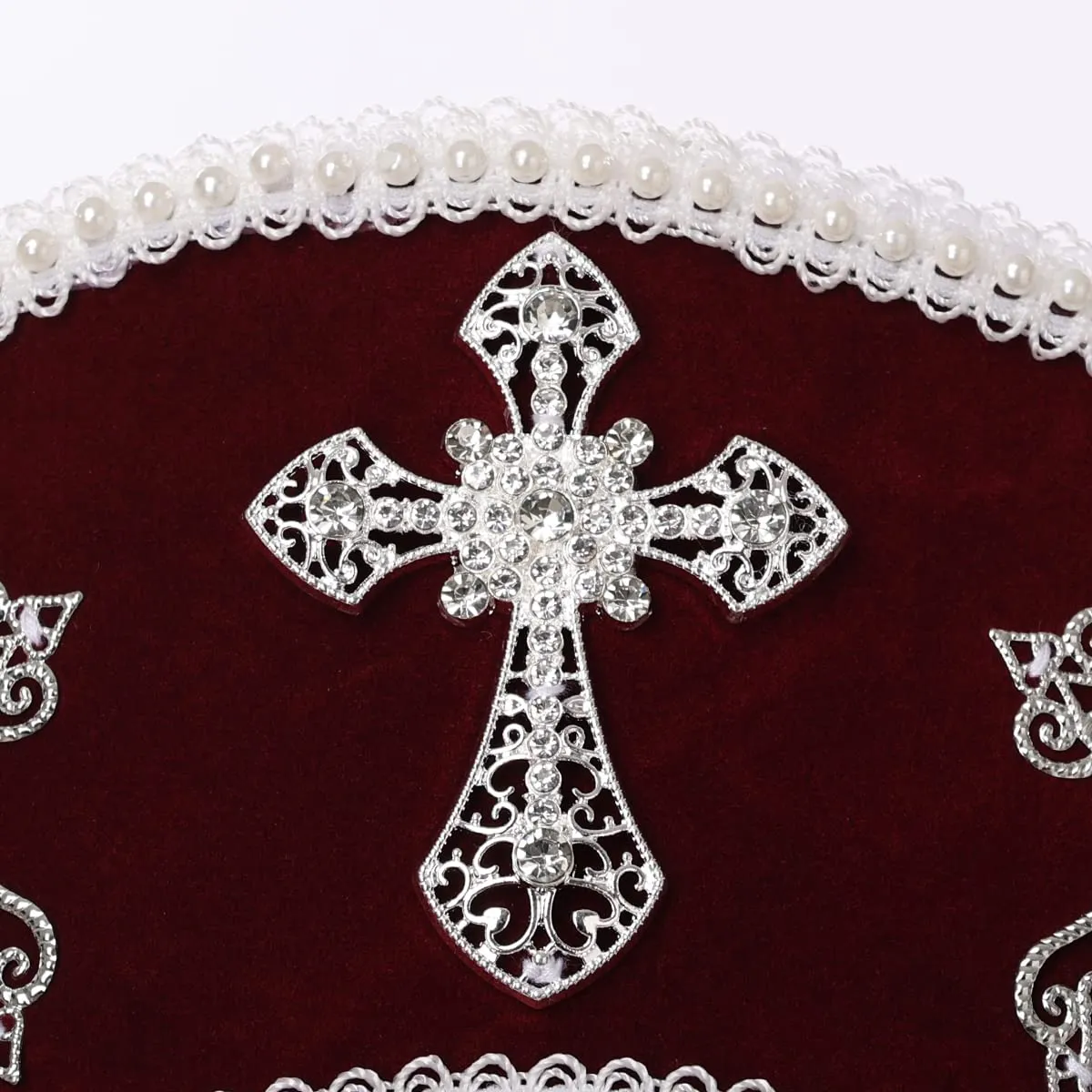 GRACEART Anne Boleyn Cappello Copricapo elisabettiano Copricapo Tudor Coronet Cappello con cuffia (Stile 6 (Rosso scuro)) - immagine 4