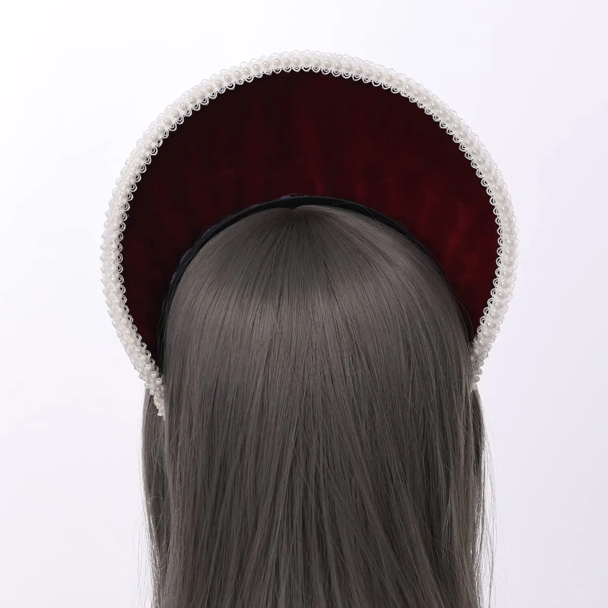 GRACEART Anne Boleyn Cappello Copricapo elisabettiano Copricapo Tudor Coronet Cappello con cuffia (Stile 6 (Rosso scuro)) - immagine 6