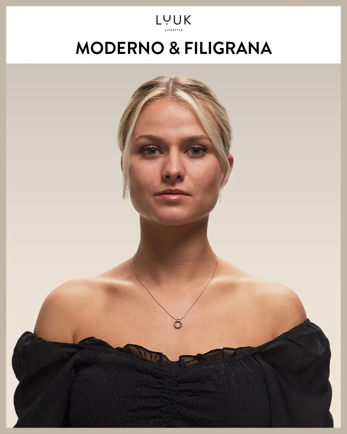 LUUK LIFESTYLE Collana da donna in acciaio inossidabile con ciondolo ad anello, dedica HAPPINESS, gioielli minimal, oro rosa - immagine 2