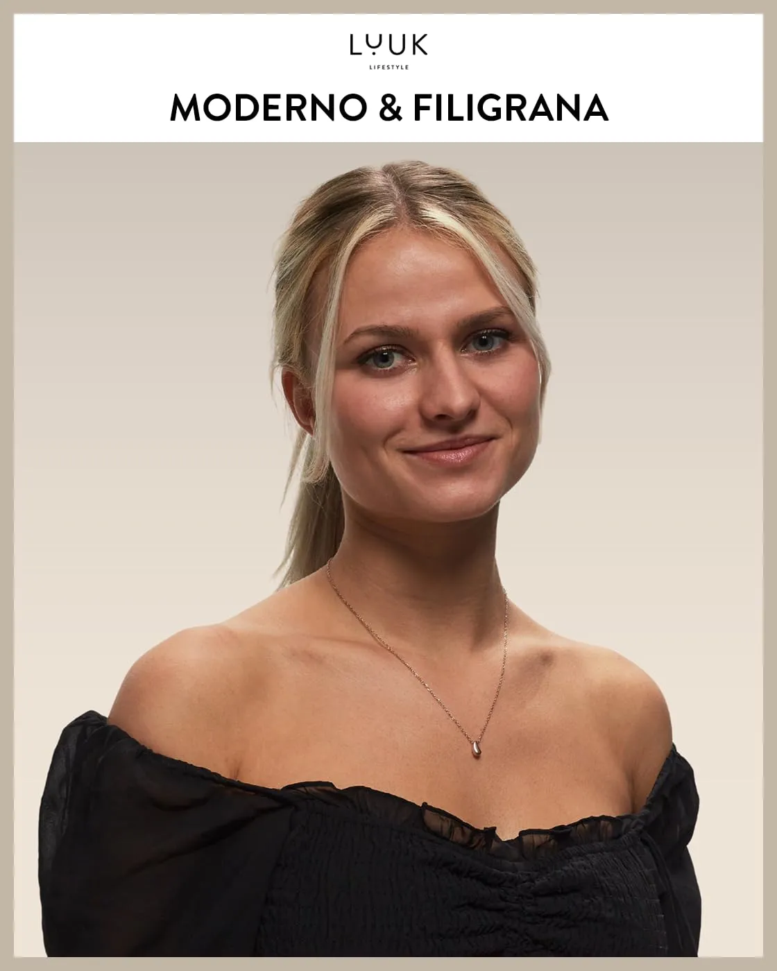 LUUK LIFESTYLE collana da donna in acciaio inossidabile con lacrima I Teardrop in stile boho minimalista, lunghezza regolabile, oro rosa - immagine 2