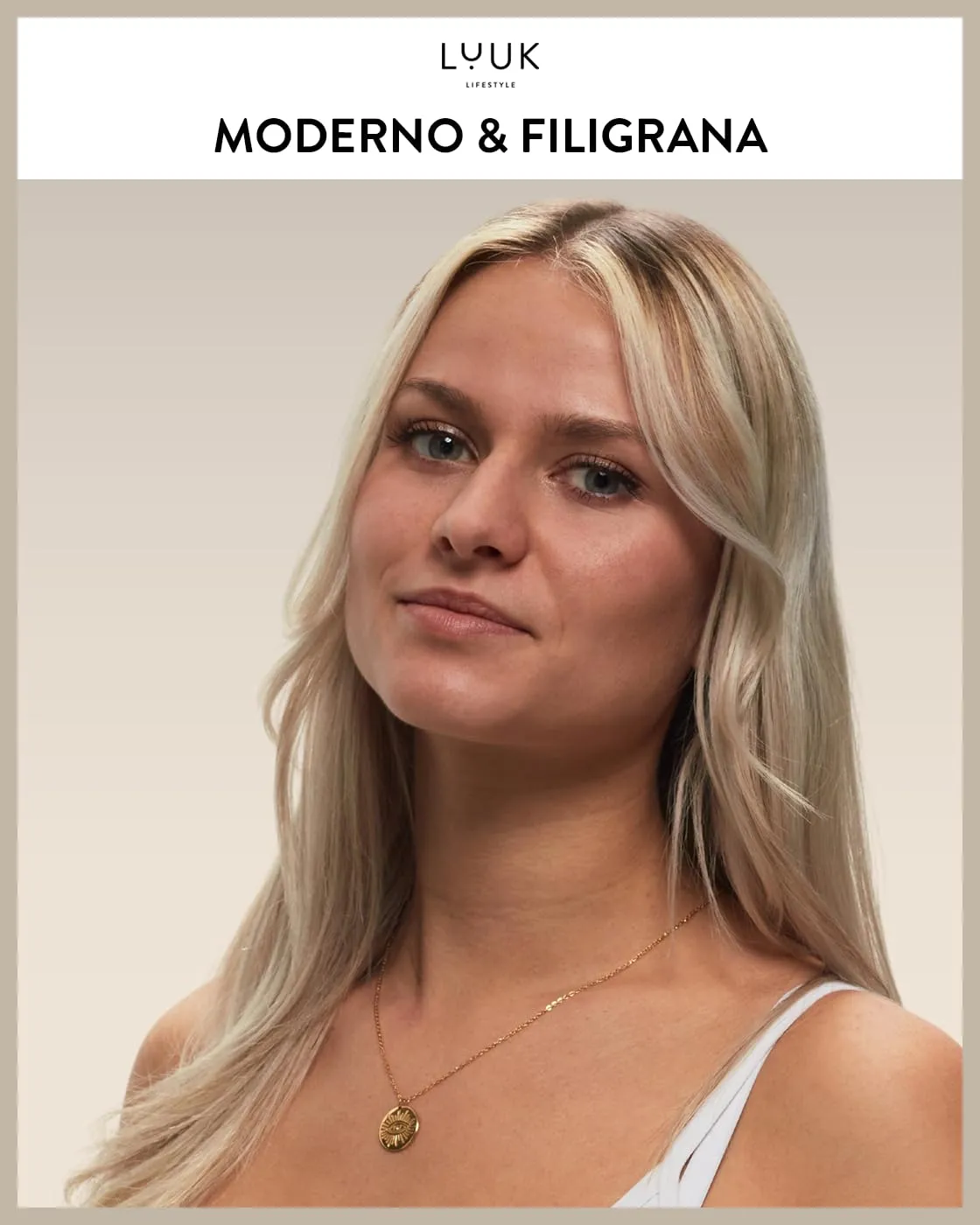 LUUK LIFESTYLE Ciondolo femminile a forma di occhio turco, design minimal, lunghezza regolabile, 50 cm, simbolo orientale di fortuna, oro - immagine 2