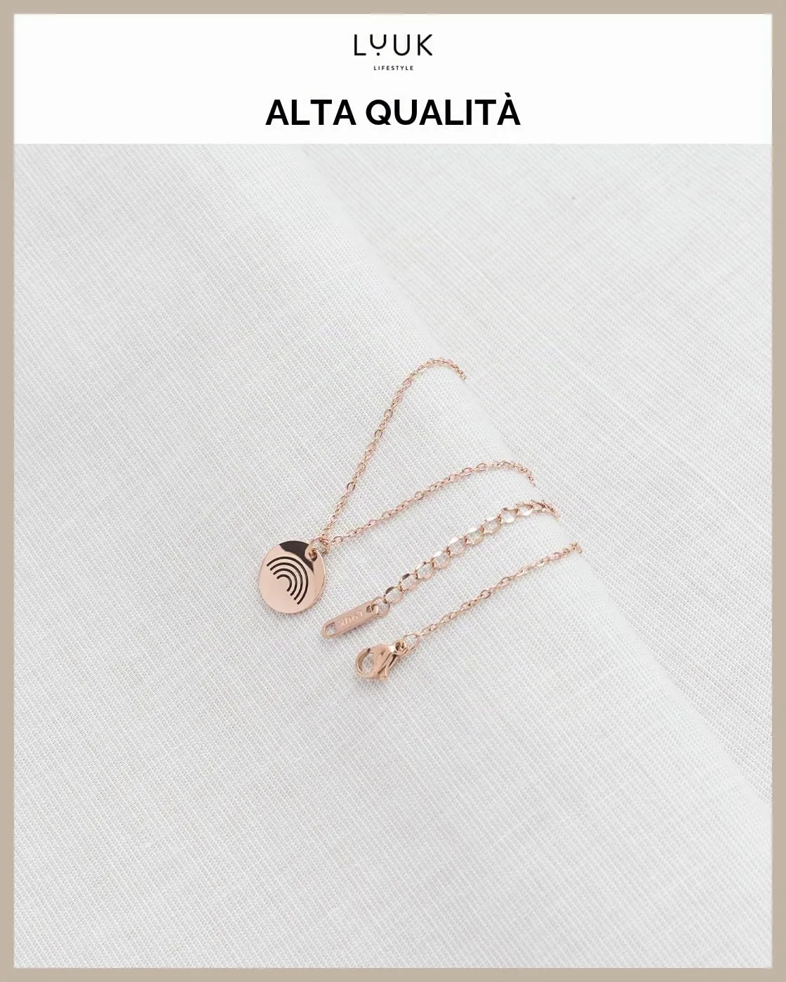 LUUK LIFESTYLE Collana in acciaio inossidabile con simbolo dell’arcobaleno, idea regalo per lei, 50 cm, simbolo di fortuna, oro rosa - immagine 4