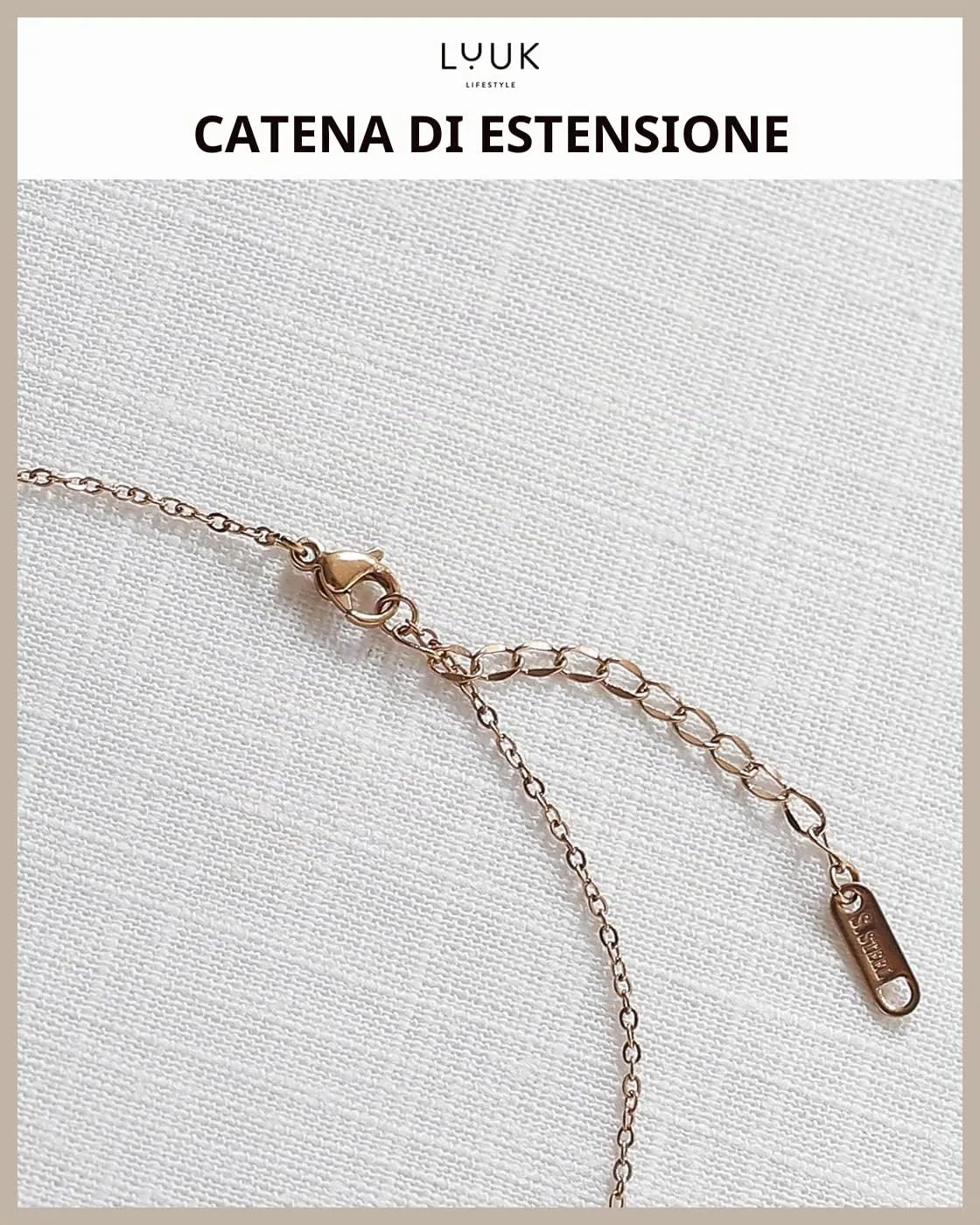 LUUK LIFESTYLE Collana in acciaio inossidabile con simbolo dell’arcobaleno, idea regalo per lei, 50 cm, simbolo di fortuna, oro rosa - immagine 7