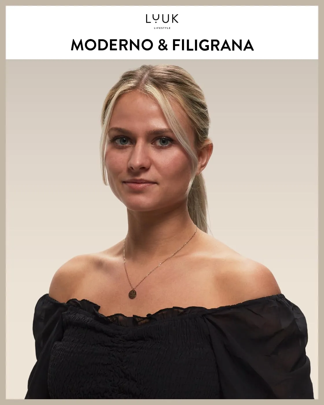 LUUK LIFESTYLE Collana femminile con moneta martellata | luna piena traforata, idea regalo con biglietto d'auguri HAPPINESS, 50 cm, oro rosa - immagine 2