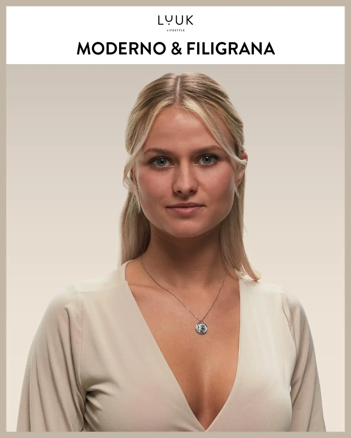 LUUK LIFESTYLE Collana con ciondolo a forma di moneta Cleopatra, simbolo di bellezza e ideale femminile, con biglietto HAPPINESS, argento - immagine 2