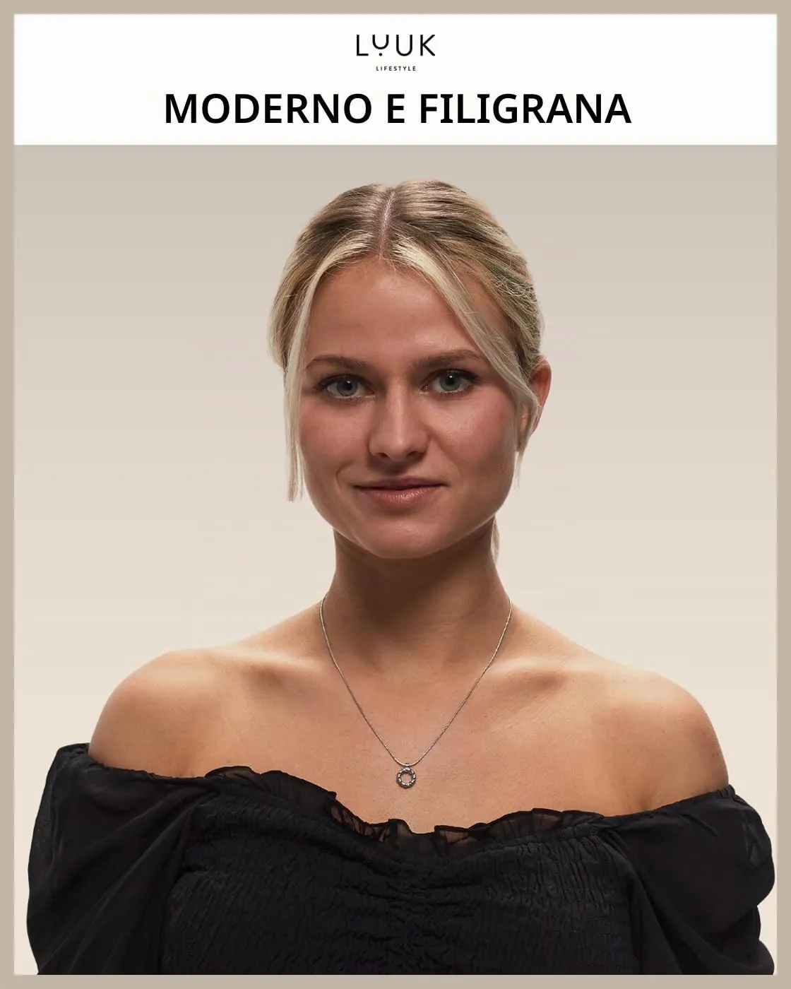 LUUK LIFESTYLE collana in acciaio inossidabile con ciondolo a intreccio e dedica HAPPINESS, design femminile, lunghezza, 50 cm, argento - immagine 2