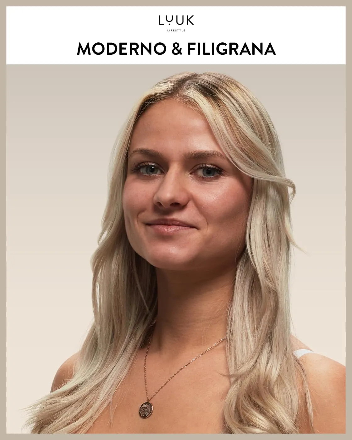 LUUK LIFESTYLE Collana moneta Nazar Eye I Placchetta in acciaio inossidabile, simbolo antico e portafortuna arabo del malocchio, oro rosa - immagine 2