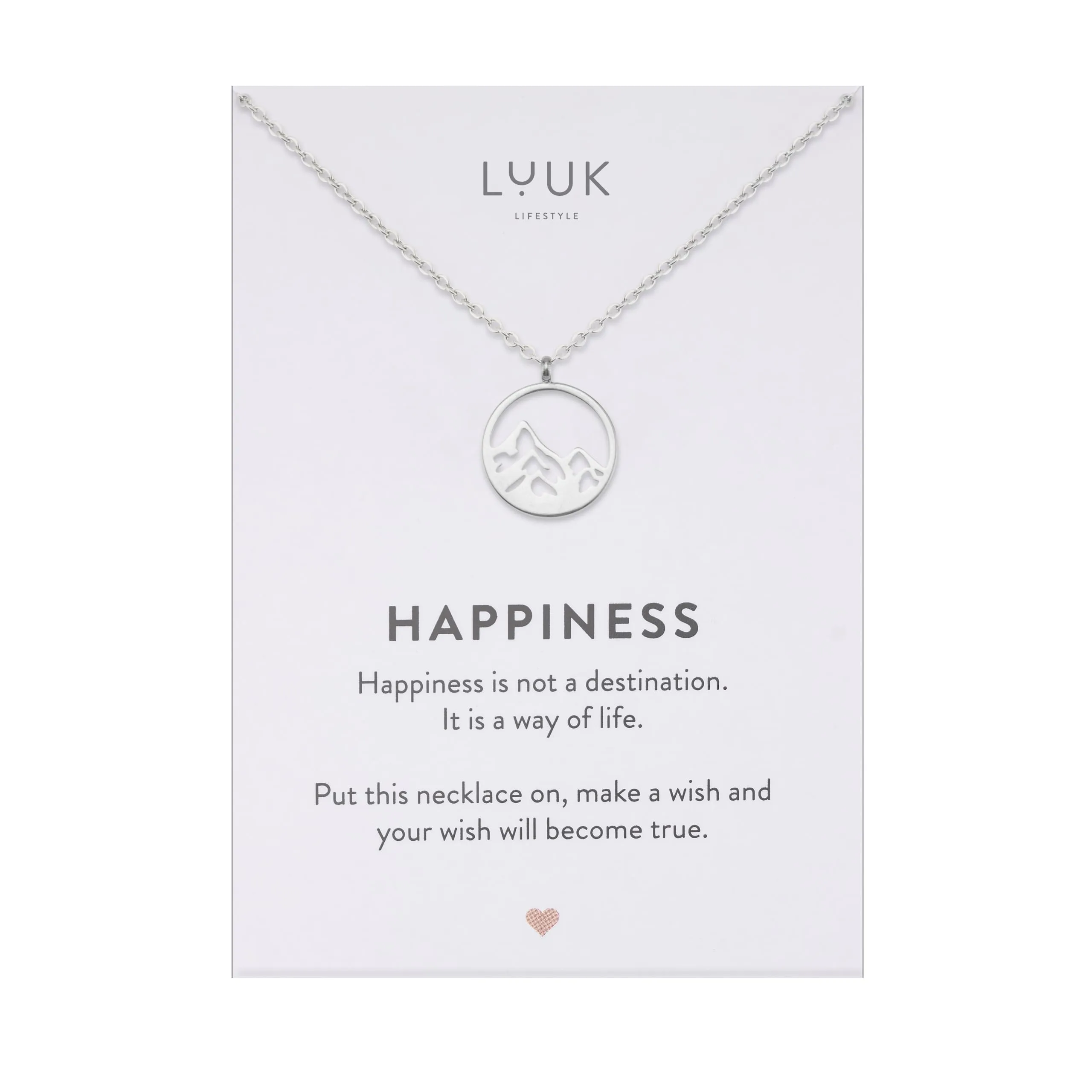 LUUK LIFESTYLE Collana rappresentante cucuzzolo della montagna, per ambiziosi e appassionati, impermeabile, 50 cm, argento - immagine 1