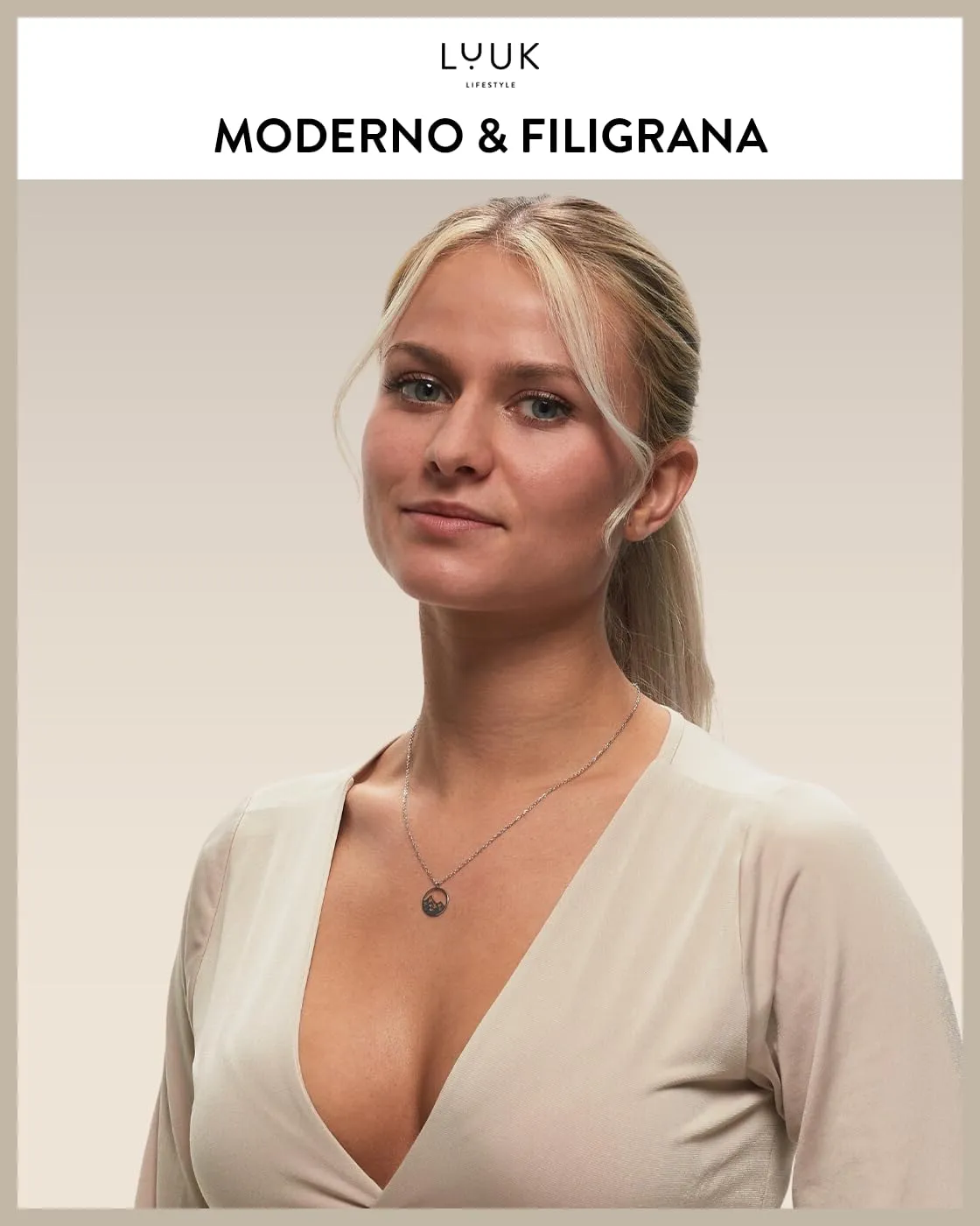 LUUK LIFESTYLE Collana rappresentante cucuzzolo della montagna, per ambiziosi e appassionati, impermeabile, 50 cm, argento - immagine 2