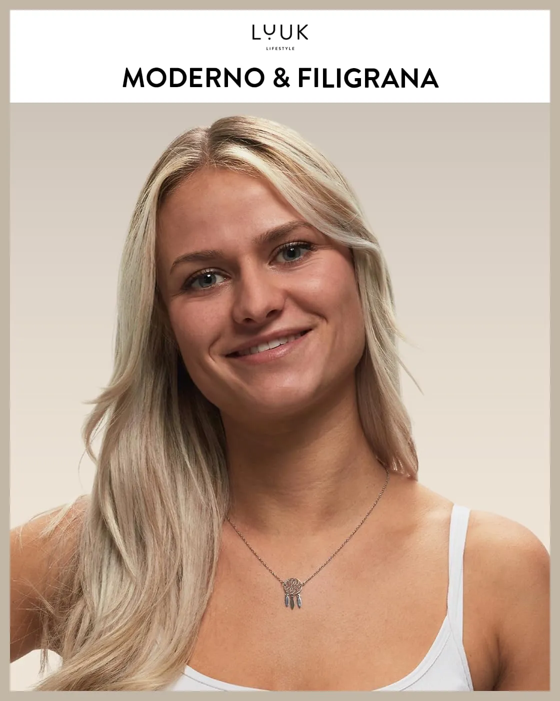 LUUK LIFESTYLE collana semplice con ciondolo acchiappasogni, lunghezza regolabile e in acciaio inossidabile, 50 cm, talismano, argento - immagine 2