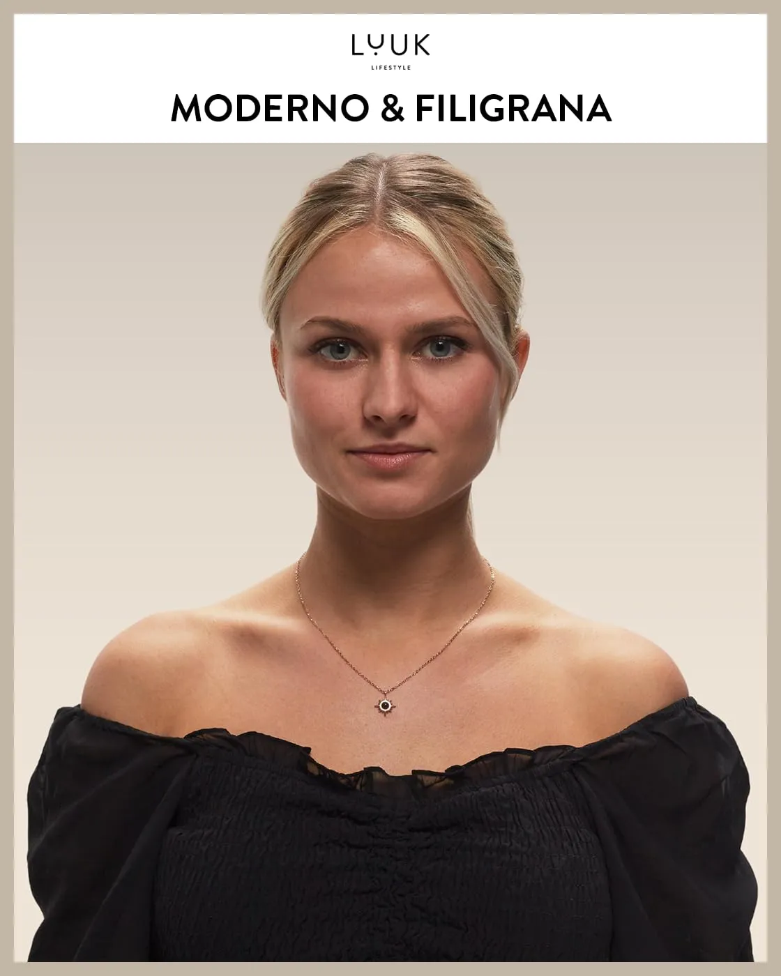 LUUK LIFESTYLE Collana femminile con Stella polare e dedica HAPPINESS, in acciaio inossidabile resistente e delicato sulla pelle, oro rosa - immagine 2