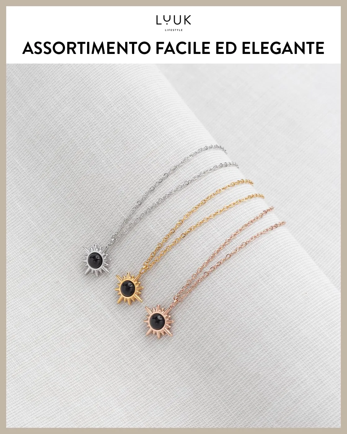 LUUK LIFESTYLE Collana femminile con Stella polare e dedica HAPPINESS, in acciaio inossidabile resistente e delicato sulla pelle, oro rosa - immagine 6