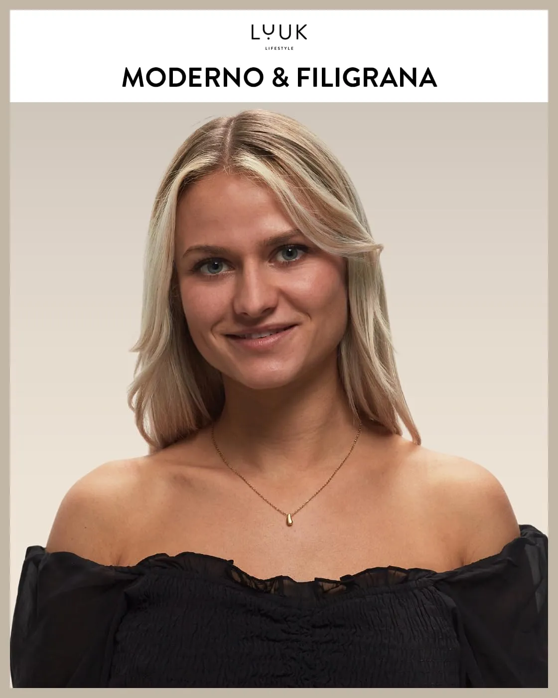 LUUK LIFESTYLE Collana femminile con ciondolo a forma di goccia d'acqua | Lacrima, in acciaio inossidabile e in filigrana, idea regalo, oro - immagine 2