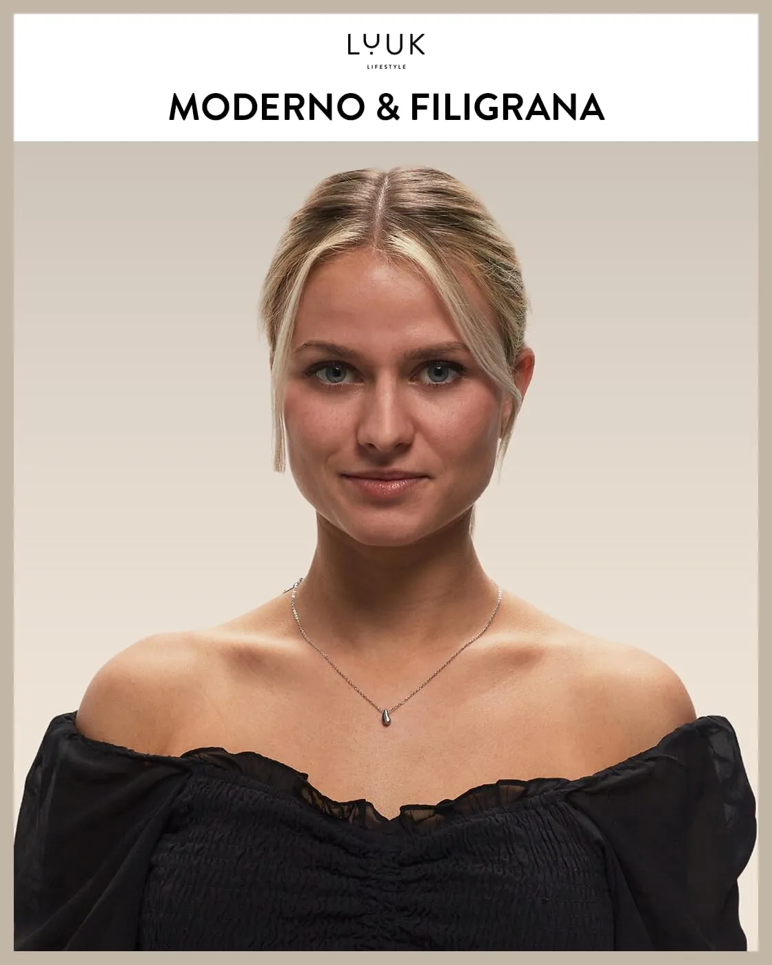 LUUK LIFESTYLE collana semplice con ciondolo a forma di lacrima d'angelo Raindrop I con messaggio HAPPINESS, per pelli sensibili, argento - immagine 2