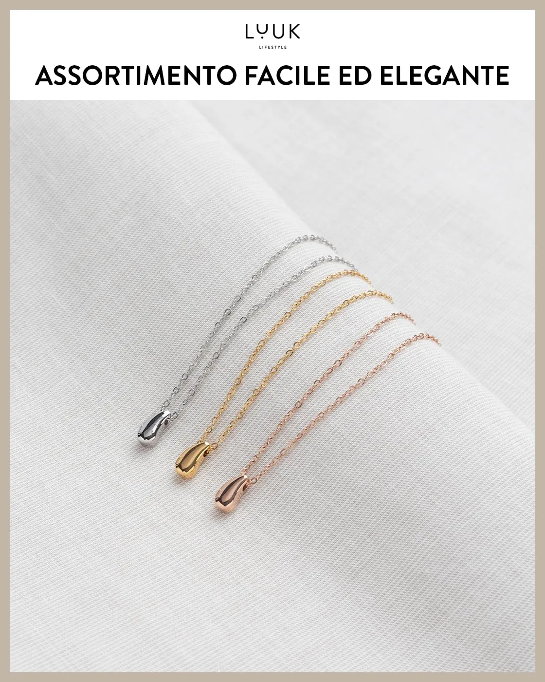 LUUK LIFESTYLE collana semplice con ciondolo a forma di lacrima d'angelo Raindrop I con messaggio HAPPINESS, per pelli sensibili, argento - immagine 6
