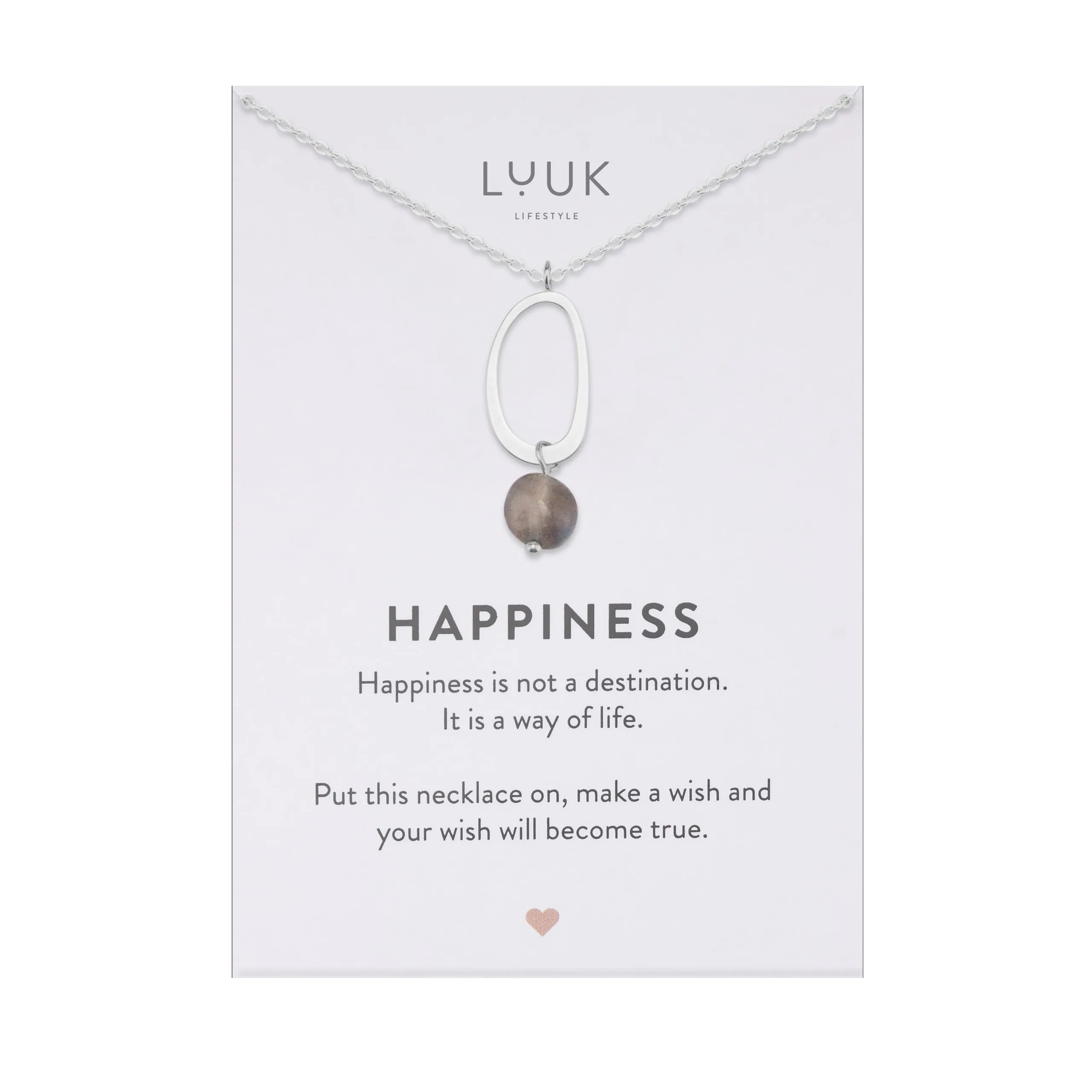 LUUK LIFESTYLE collana semplice con anello e ciondolo in pietra blu, per pelli sensibili, acciaio inossidabile resistente, 50 cm, argento - immagine 1