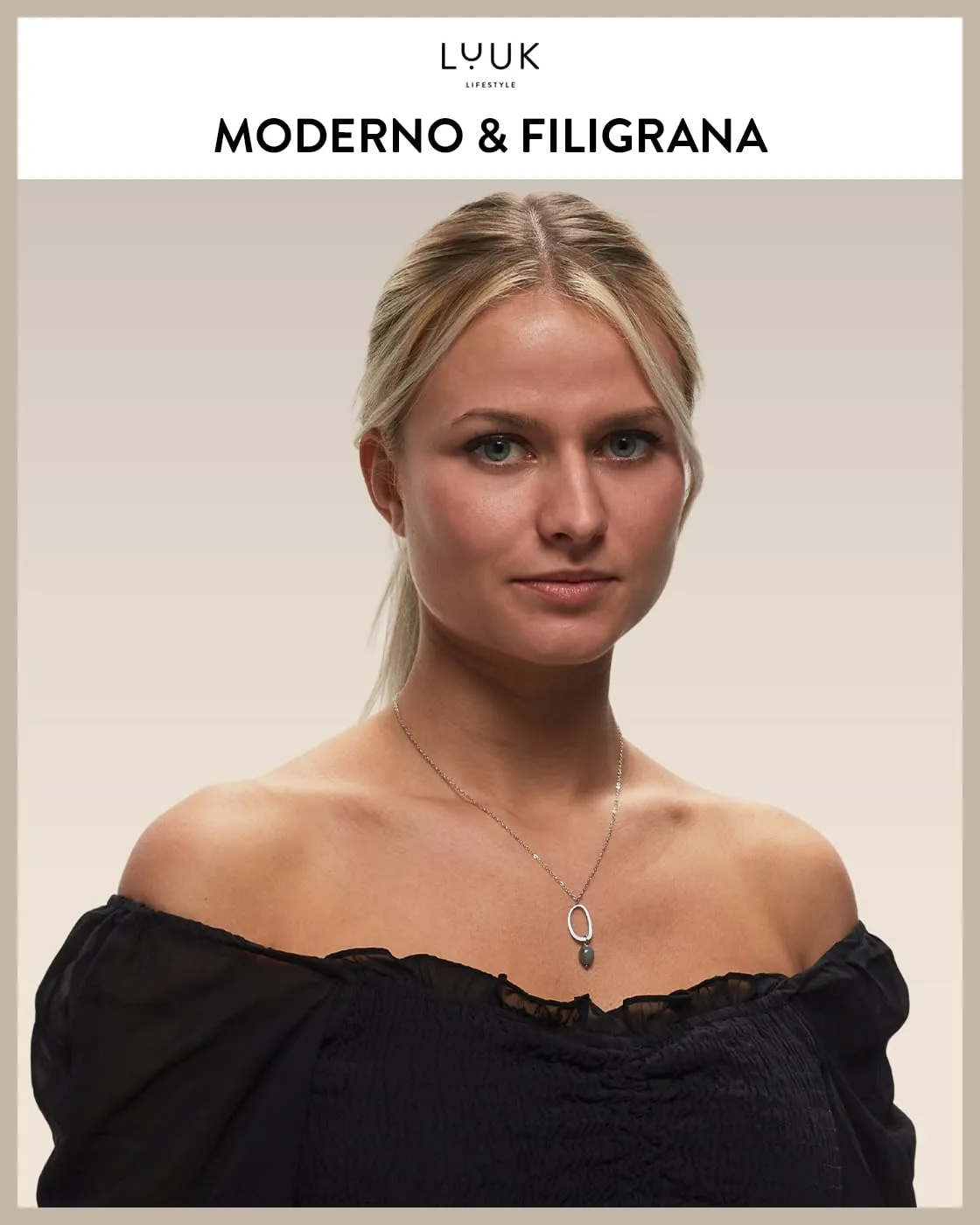 LUUK LIFESTYLE collana semplice con anello e ciondolo in pietra blu, per pelli sensibili, acciaio inossidabile resistente, 50 cm, argento - immagine 2