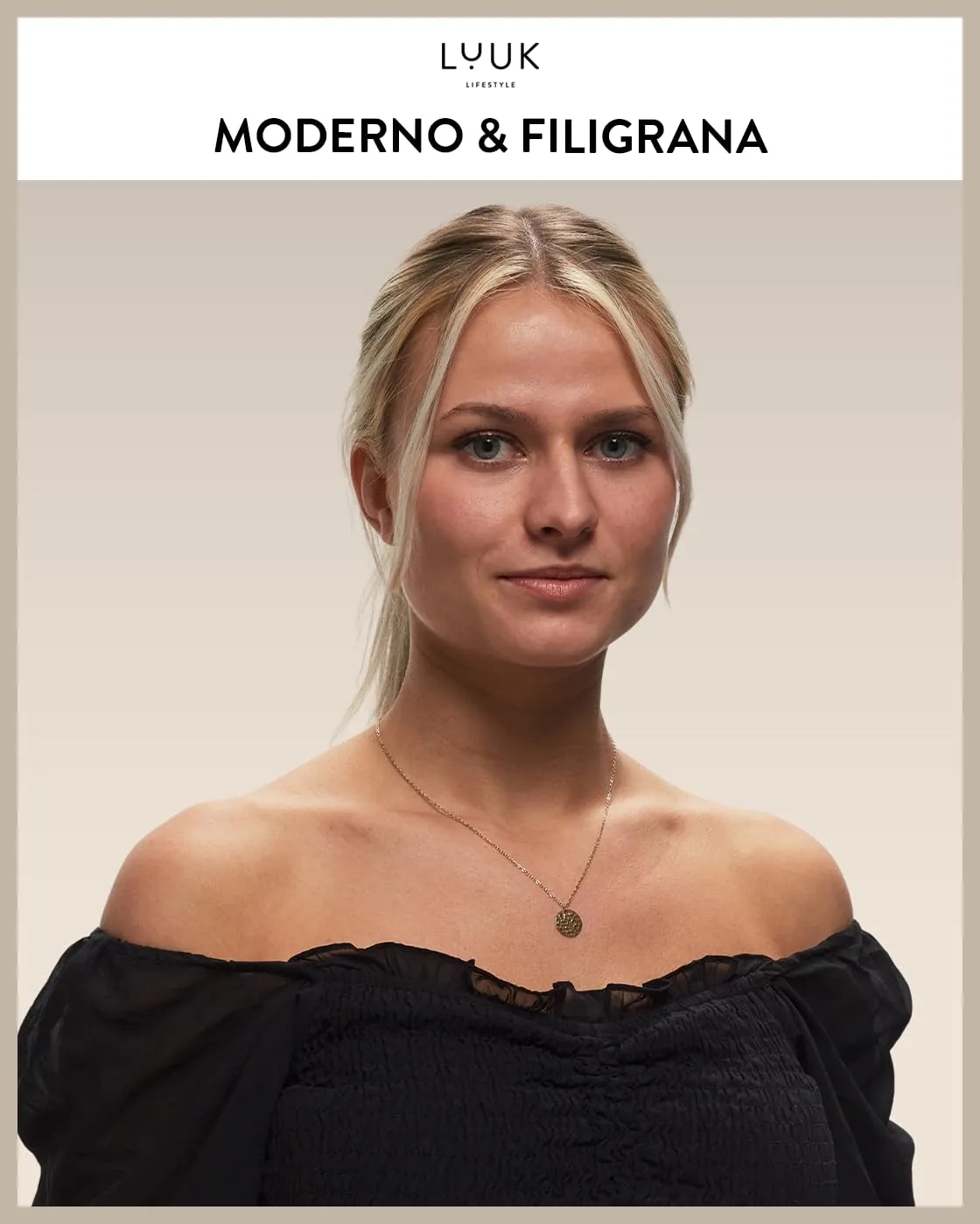 LUUK LIFESTYLE Collana in acciaio inossidabile con ciondolo a forma di moneta con la luna design boho, acciaio inossidabile e duraturo, oro - immagine 2