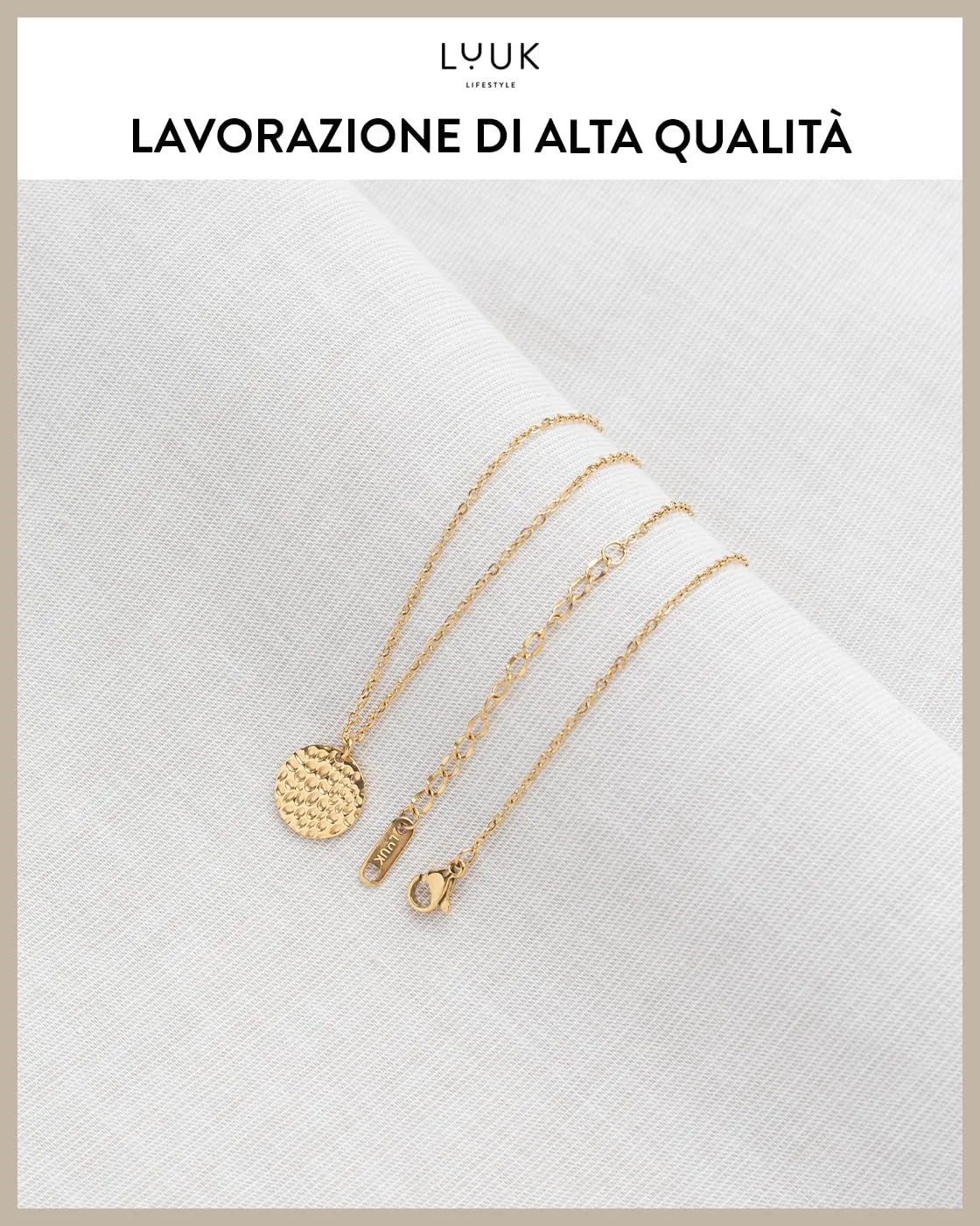 LUUK LIFESTYLE Collana in acciaio inossidabile con ciondolo a forma di moneta con la luna design boho, acciaio inossidabile e duraturo, oro - immagine 4