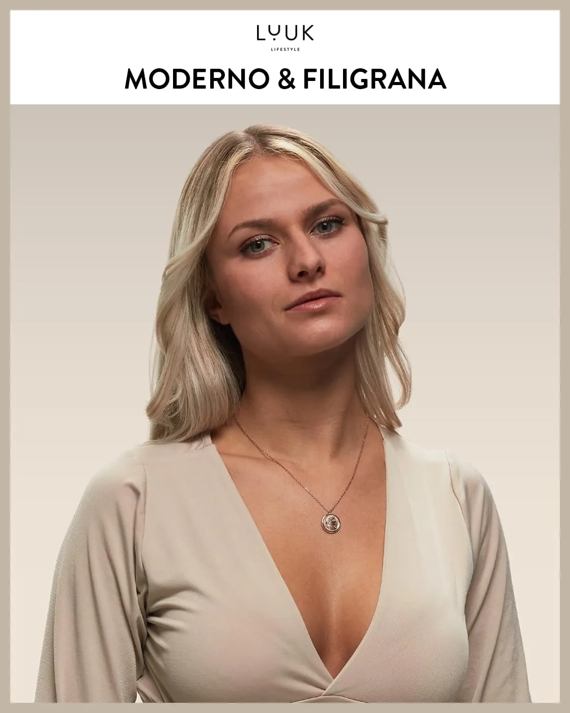 LUUK LIFESTYLE Collana in stile antico con ciondolo a moneta Cleopatra, medaglione portafortuna, dedica HAPPINESS, oro rosa - immagine 2